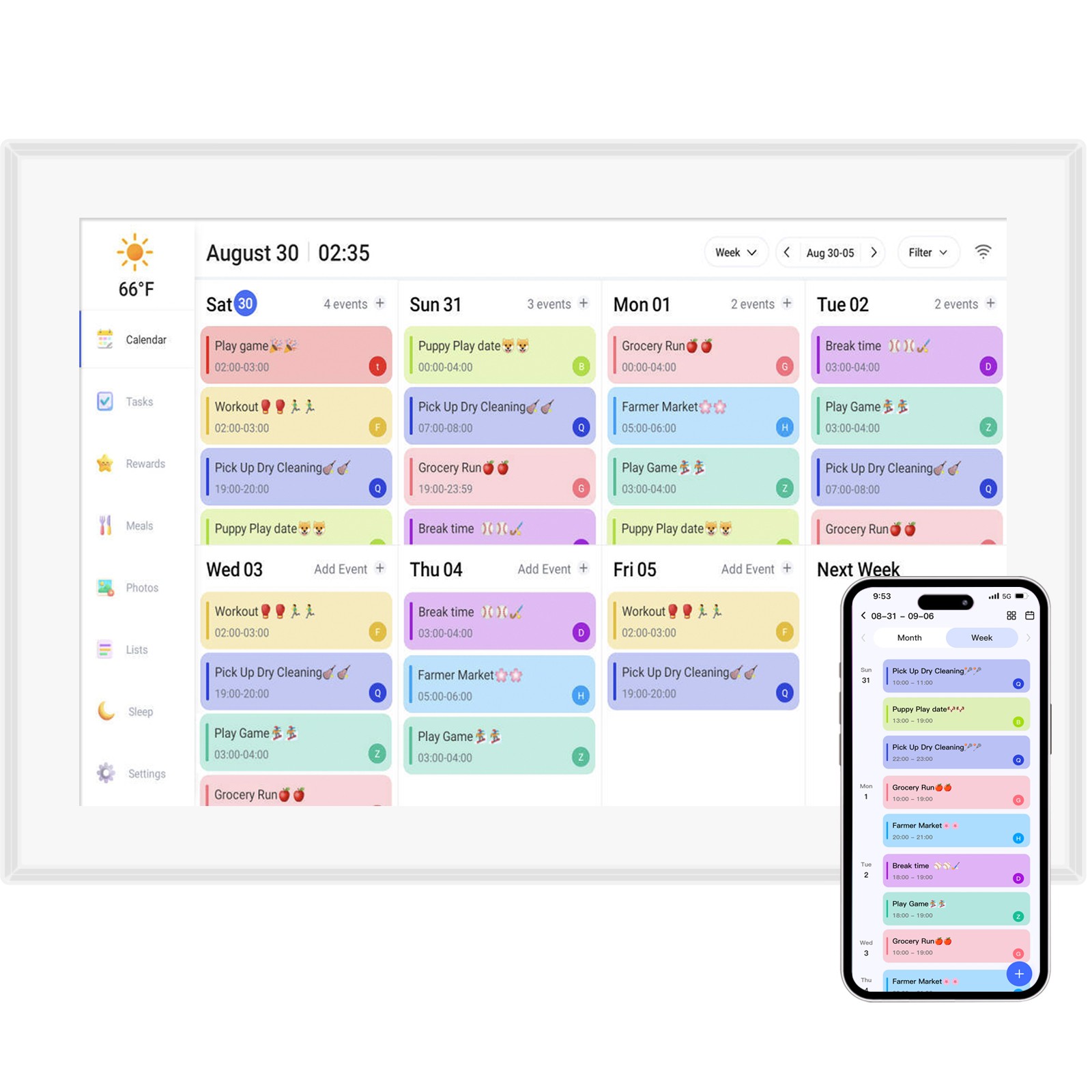 10.1 inch White Digital e-Calendar